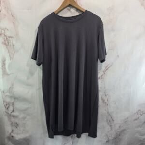 Cozy Earth Lounge Dress Womens Large Gray Crew T Shirt Thermal Waffle Nightgown